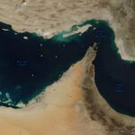 Pay To Sail Through Hormuz? Satellite view of the Strait of Hormuz and surrounding coastlines