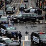 Chilling TRUMP Threat Video Sparks Secret Service Swoop Multiple police vehicles at the scene of a traffic incident