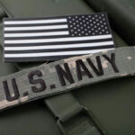 U.S. Navy patch and monochrome American flag patch.