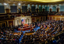 Large assembly in U.S. House of Representatives, Capitol Building.